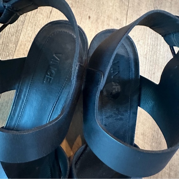 VINCE Gwyn Wood Wedge Leather Slingback Sandal - Picture 3 of 10